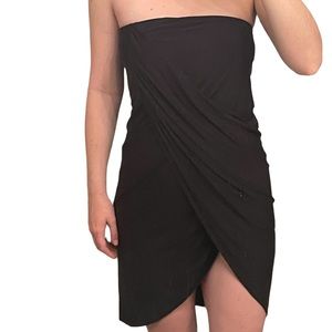 Trouve Black Strapless Wrap Dress